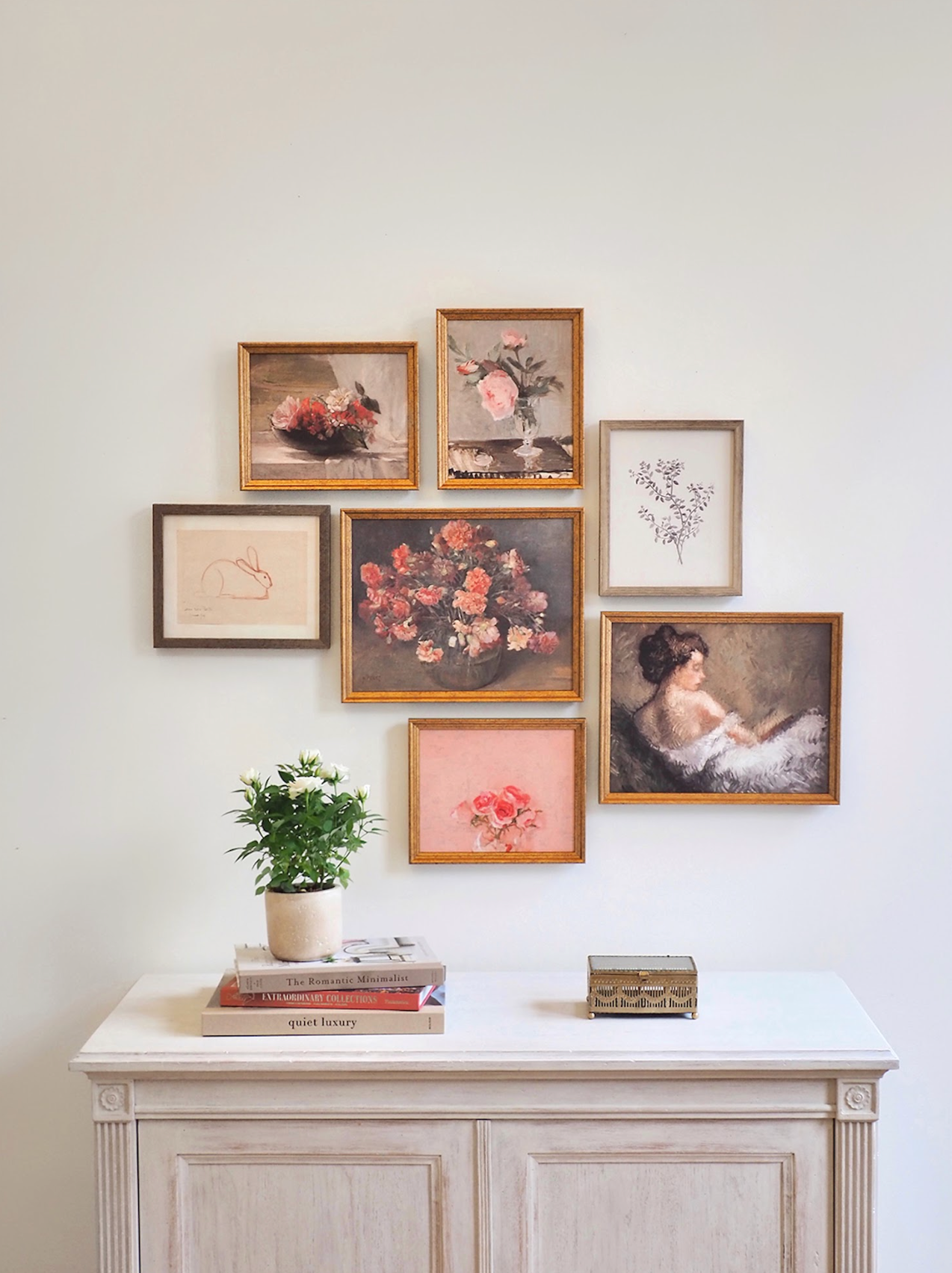 Peonies in Vase Framed Canvas Print | 8x10