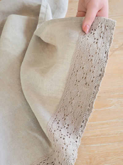 Crochet Lace Linen Tea Towel