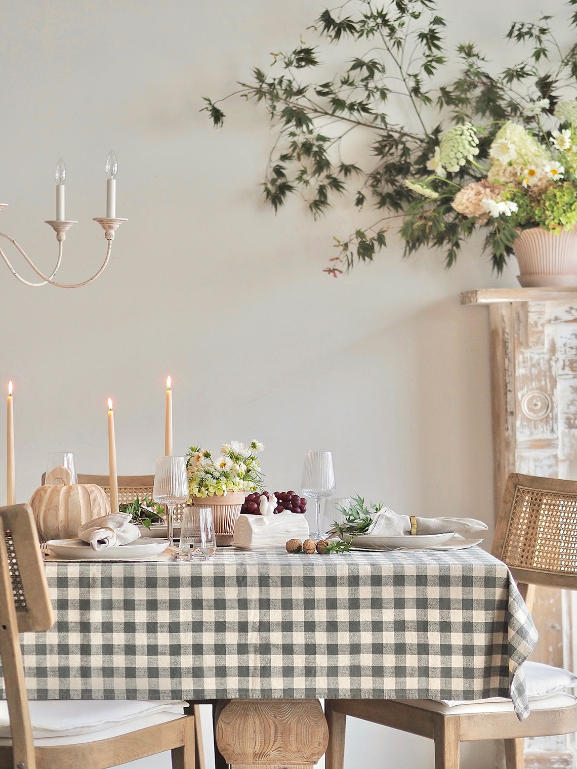 Somerset Gingham Olive Tablecloth