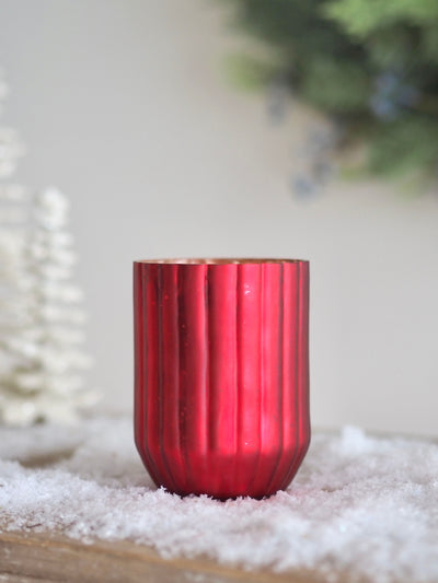 Red Stripe Mercury Tealight Holder