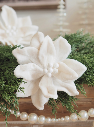 White Felt Poinsettia Stem