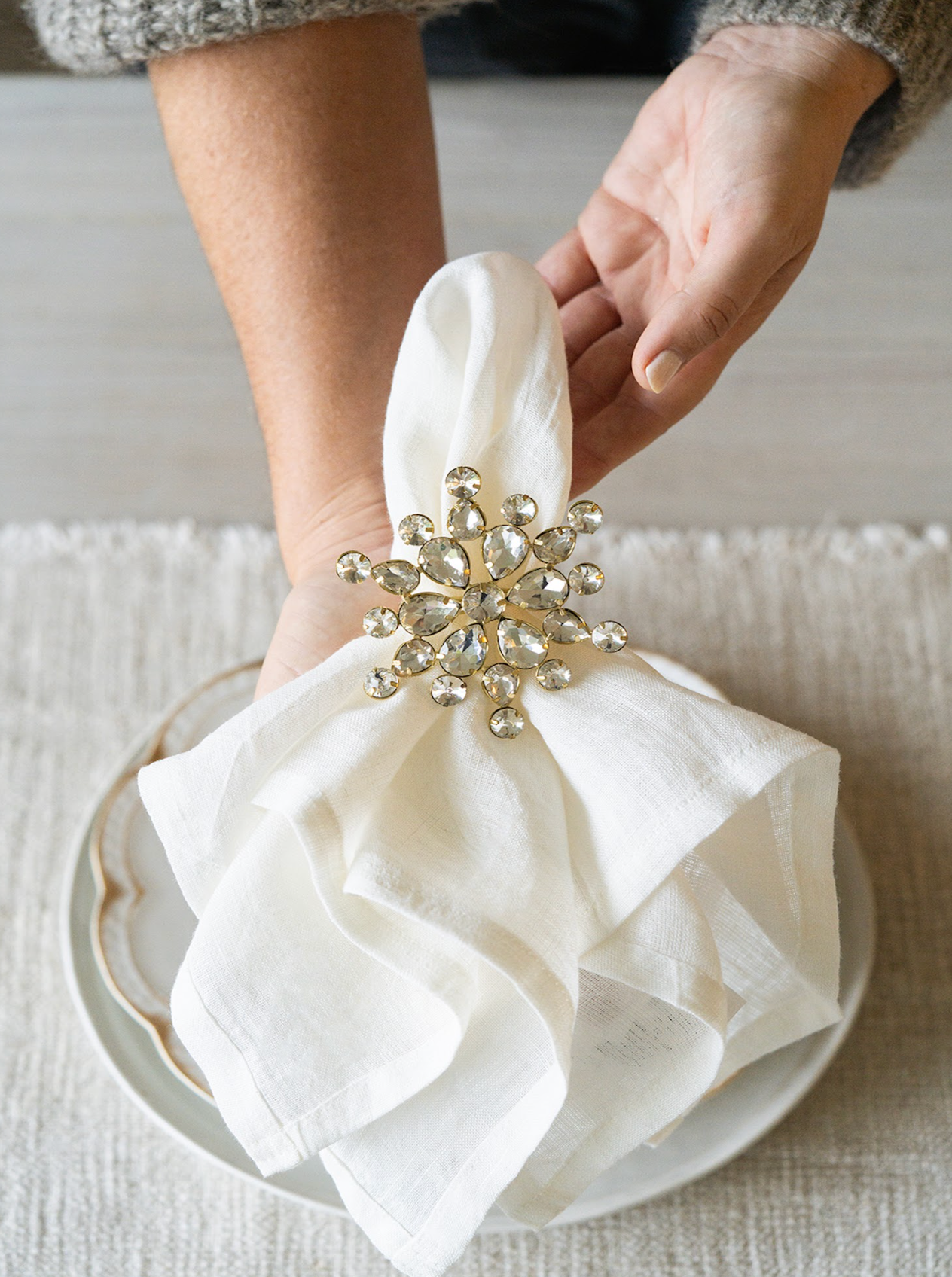 Gold Jewelled Snowflake Napkin Ring