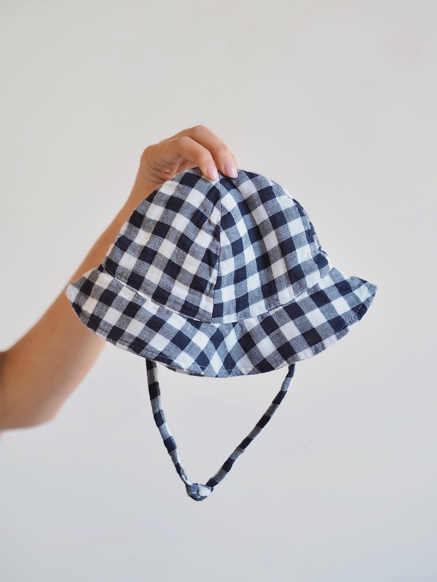 Navy Gingham Sunhat