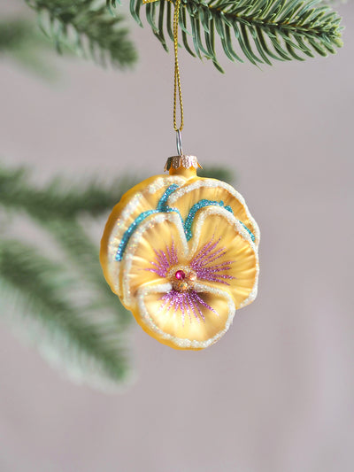 Glitter Pansy Ornament