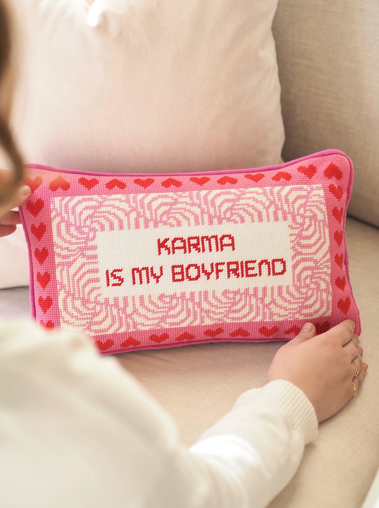 Karma Needlepoint Pillow | 9x15