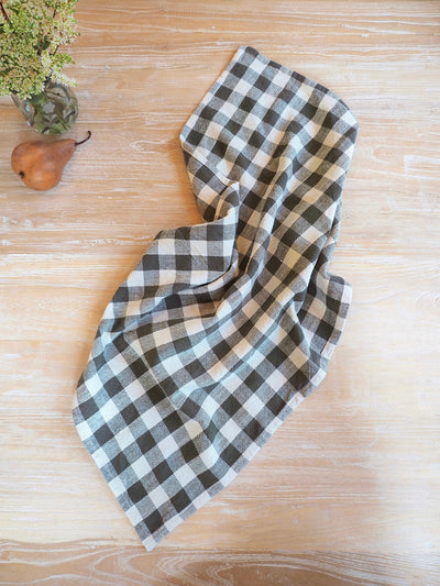 Gingham Olive Check Tea Towel | Small Stripe