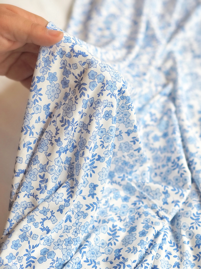 Blue Floral Swaddle Blanket