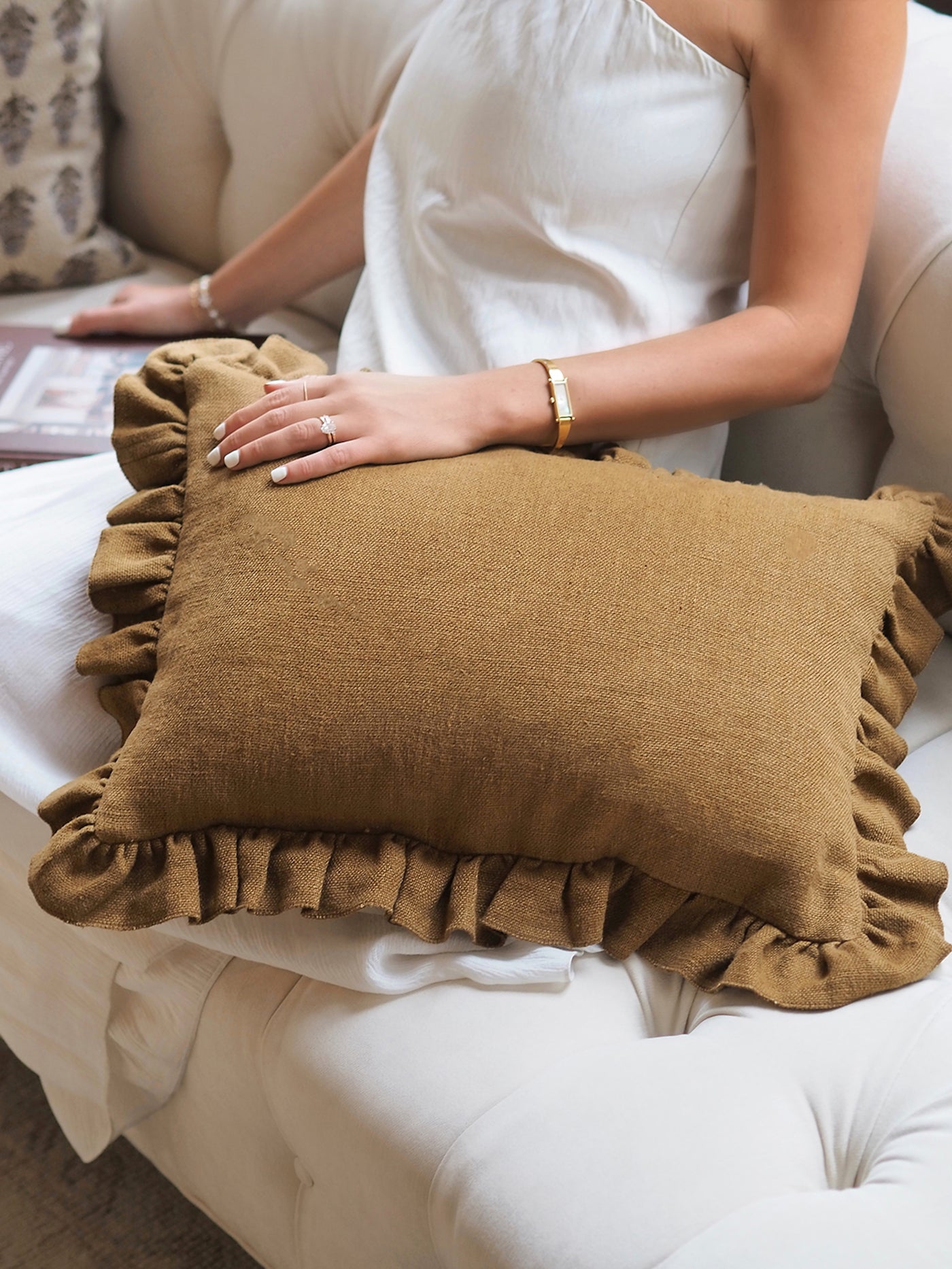 Anika Mustard Ruffle Pillow