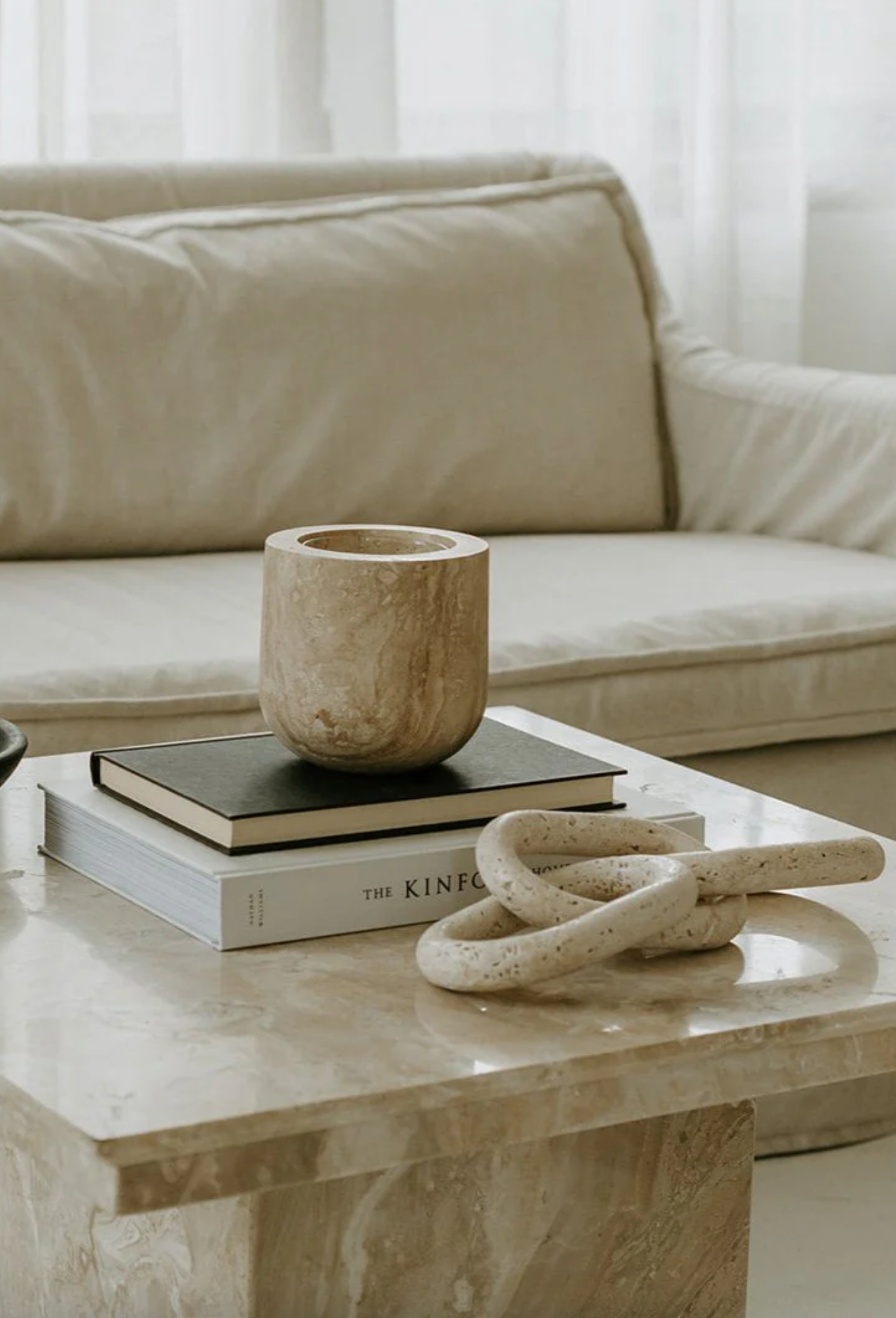 Beige Travertine Refillable Vessel