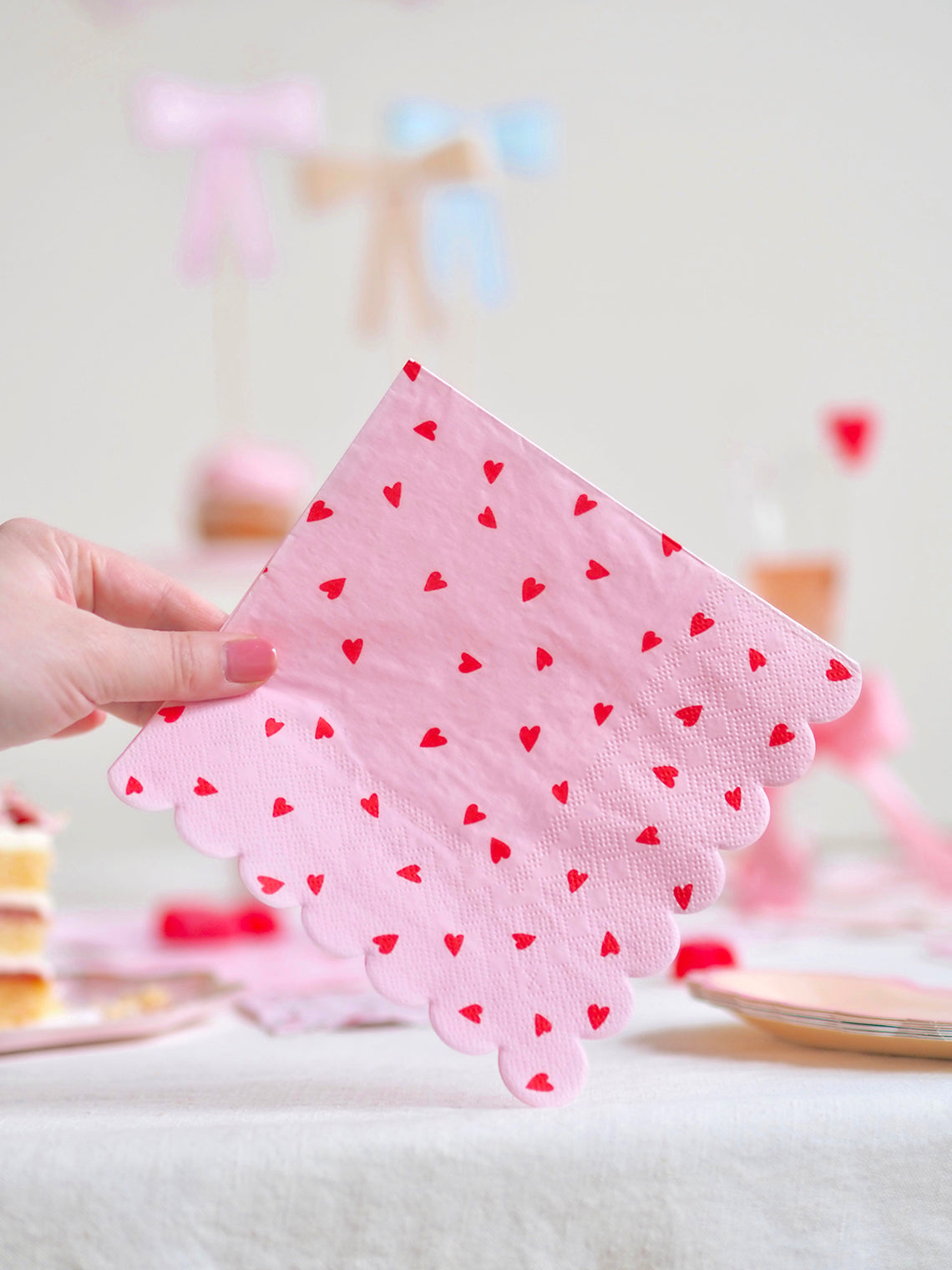 Heart Pattern Pink Napkins