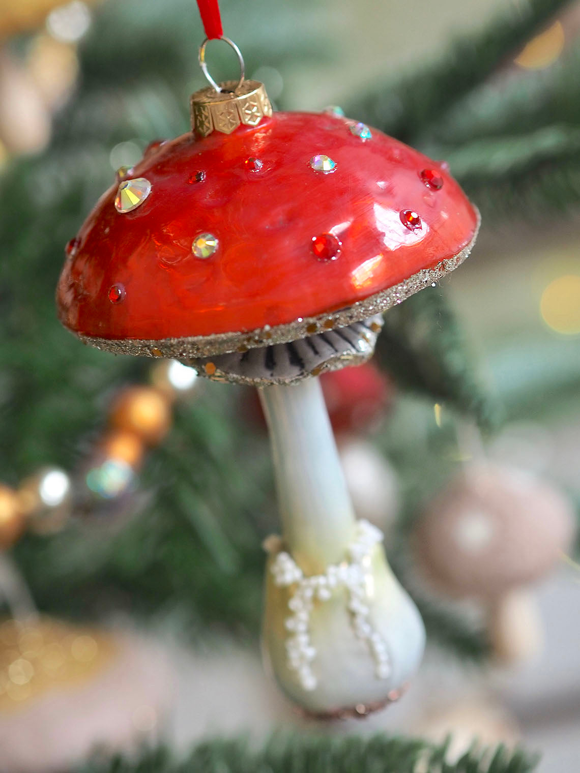 Red Frost Field Mushroom Ornament