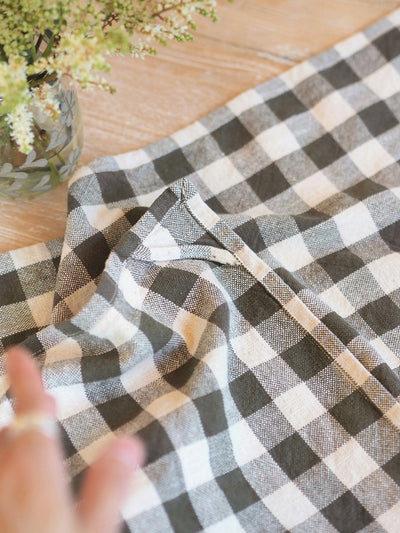 Gingham Olive Check Tea Towel | Small Stripe