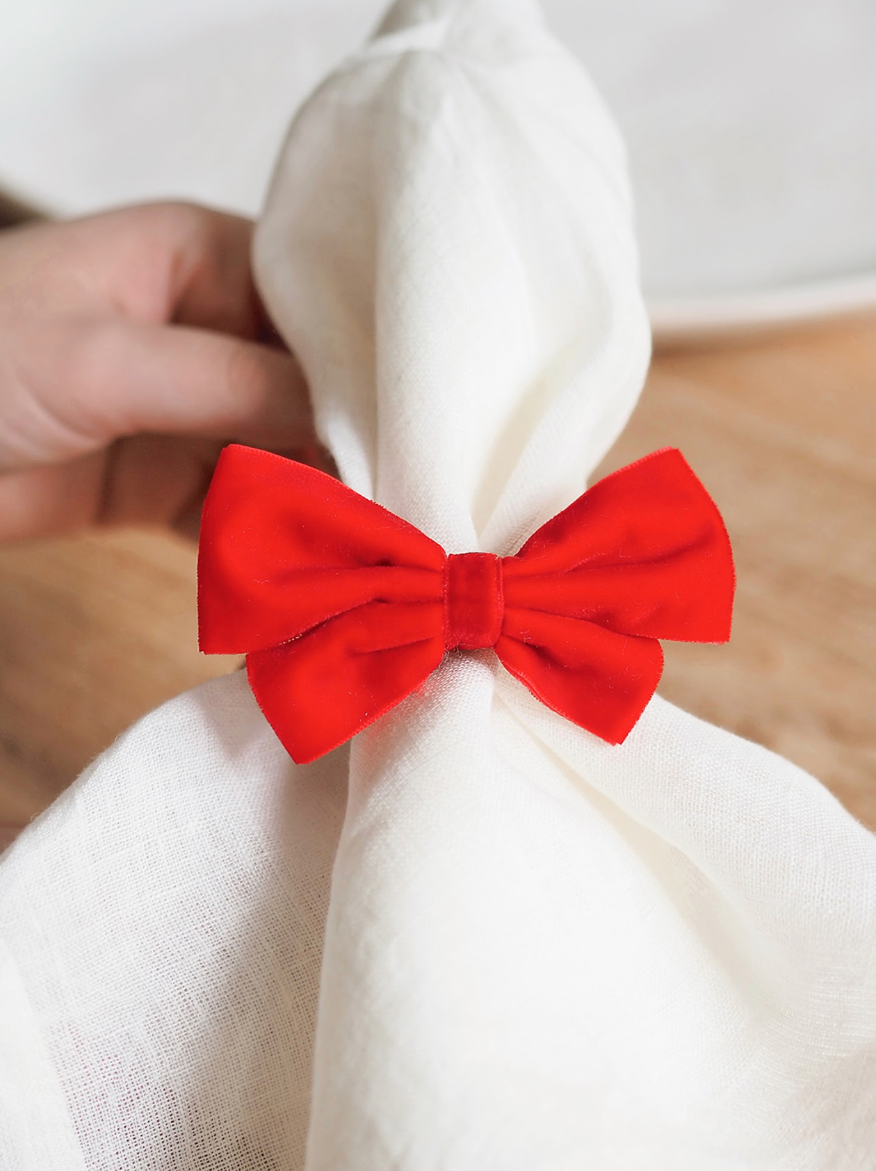 Red Velvet Bow Napkin Ring