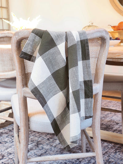 Gingham Olive Check Tea Towel | Large Stripe