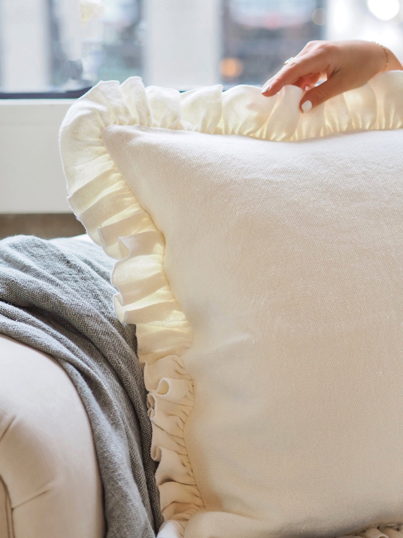 Anika Cream Ruffle Pillow