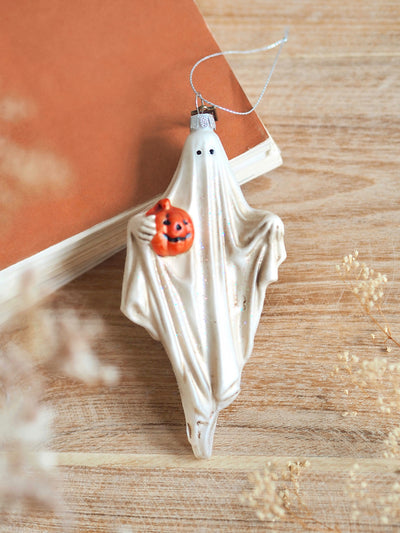 Friendly Ghost with Pumpkin Ornament