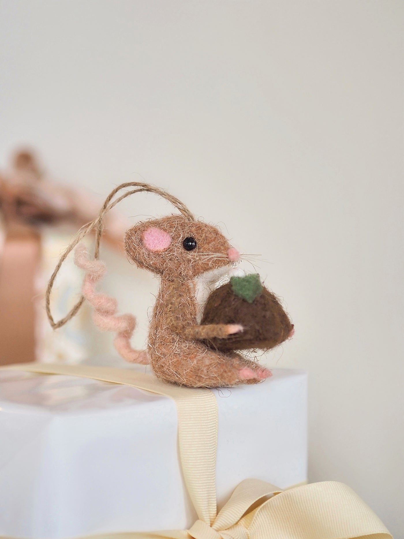 Christmas Pudding Mouse Ornament