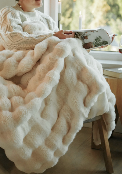 Winter White Faux Fur Throw