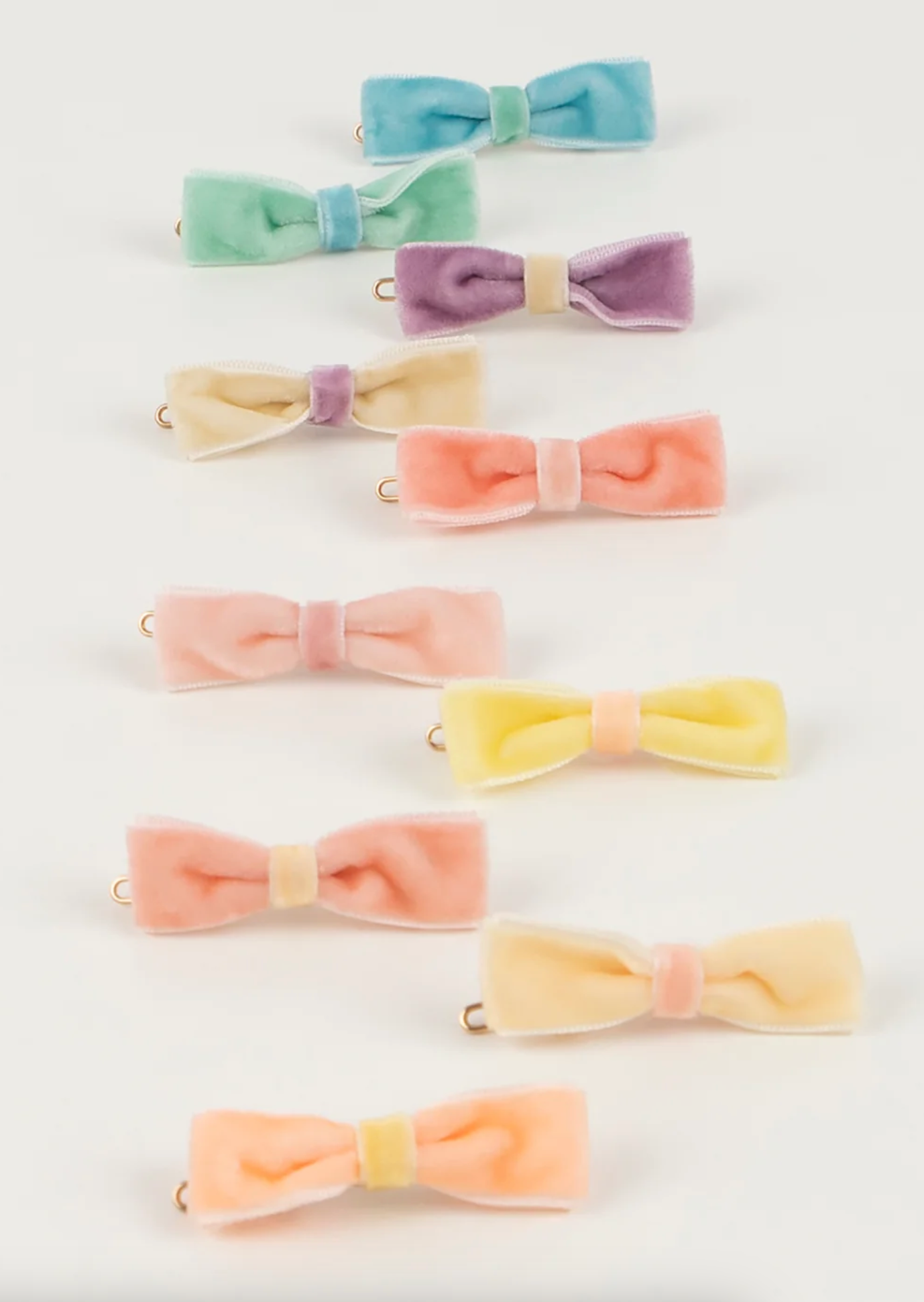 Pastel Velvet Mini Bow Clips