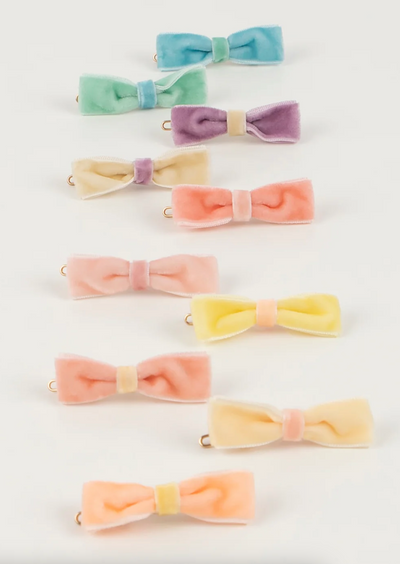 Pastel Velvet Mini Bow Clips