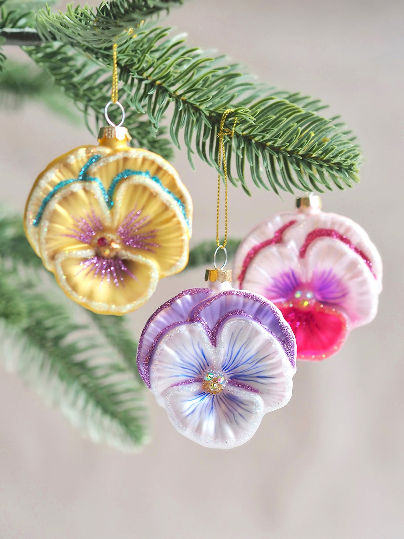 Glitter Pansy Ornament