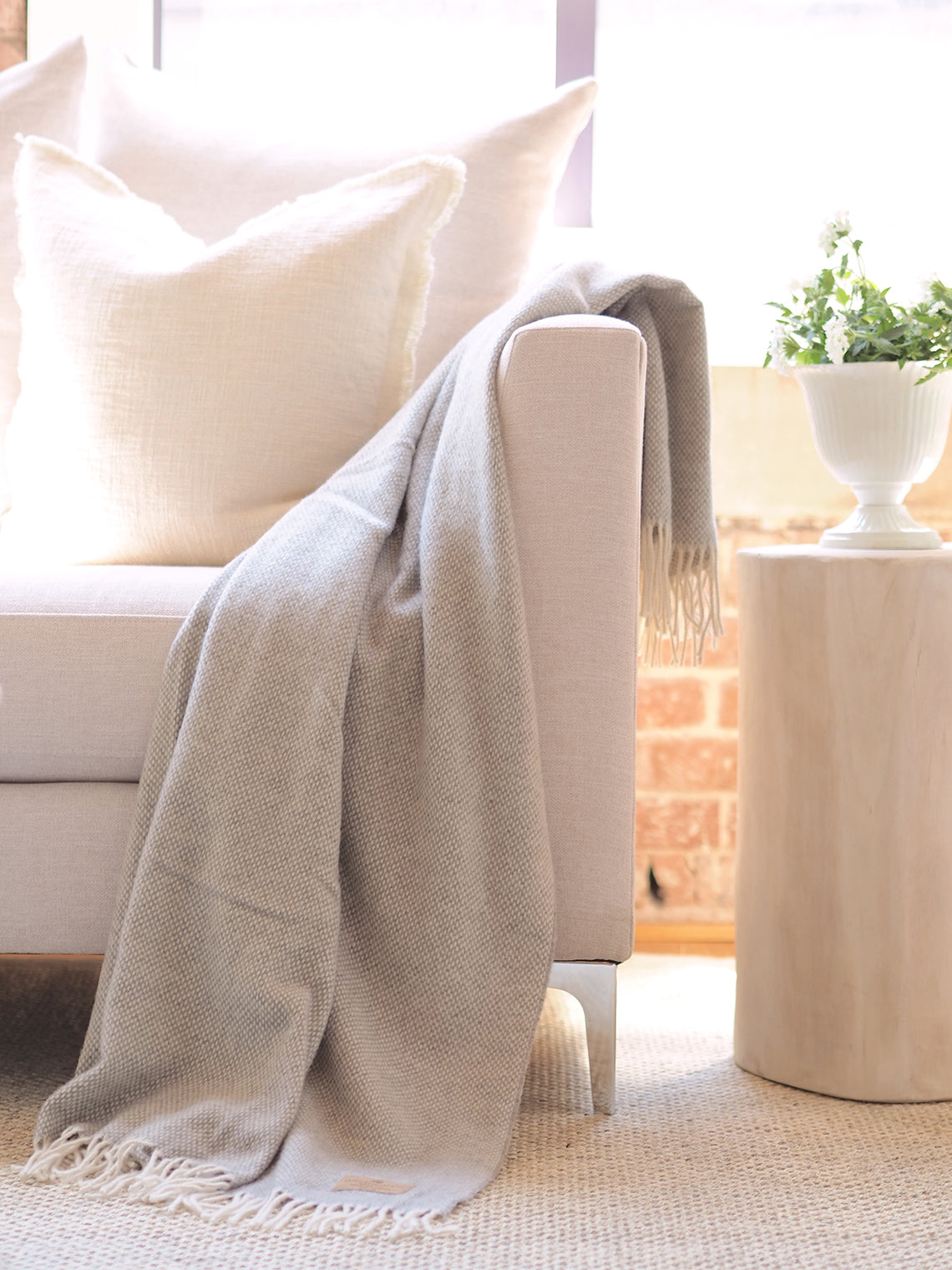 Juno Light Grey Cashmere Throw