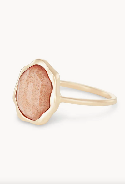 Peach Moonstone Mood Ring | 14K Gold