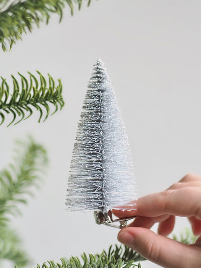 Frosted Grey Tree Clip Ornament