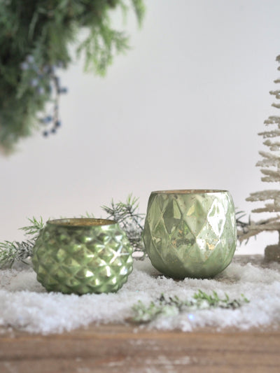 Sage Studded Mercury Tealight Holder