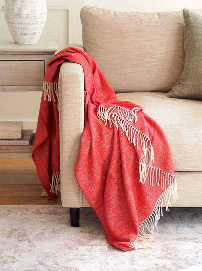 Monroe Poppy Herringbone Throw