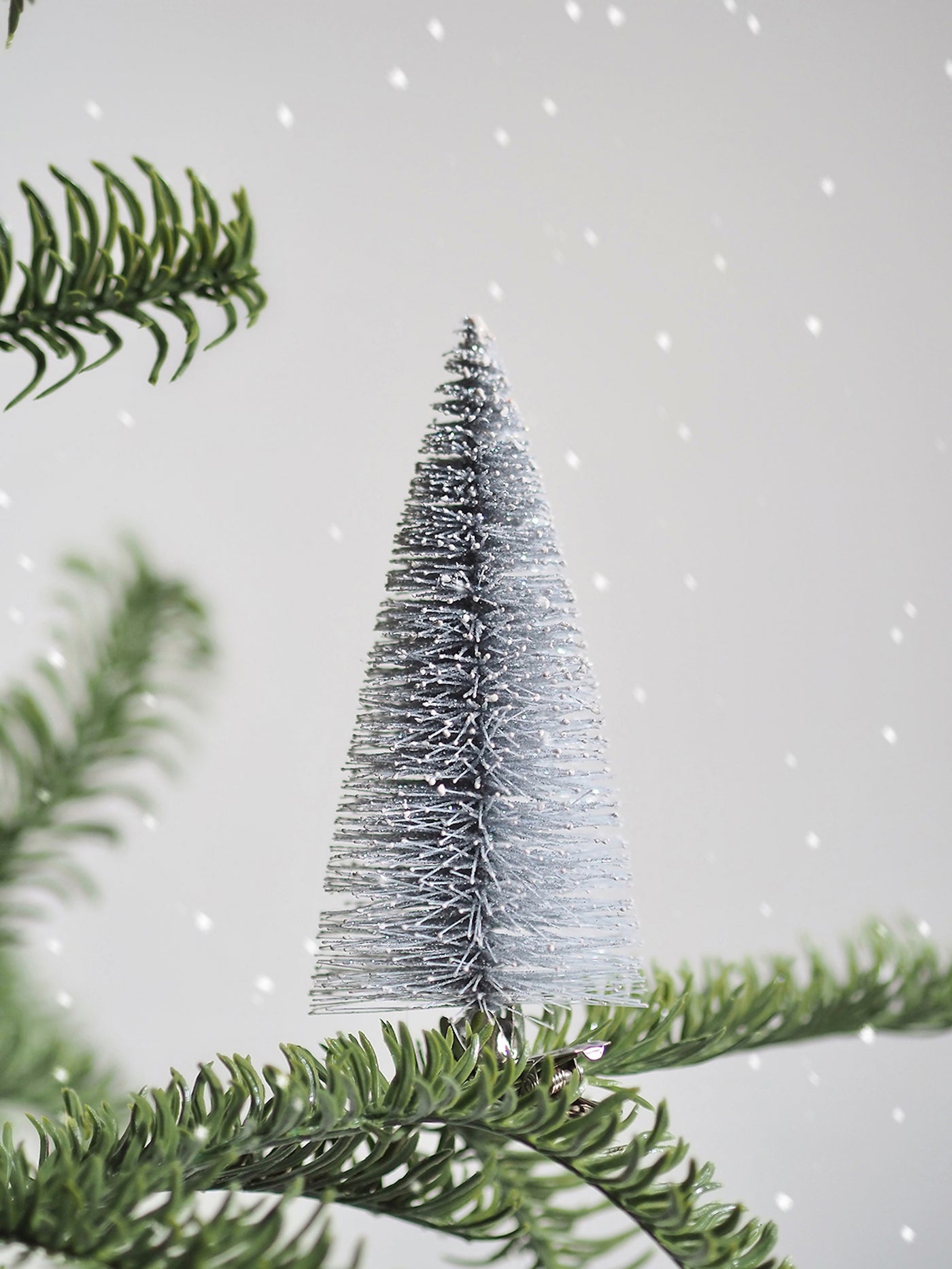 Frosted Grey Tree Clip Ornament