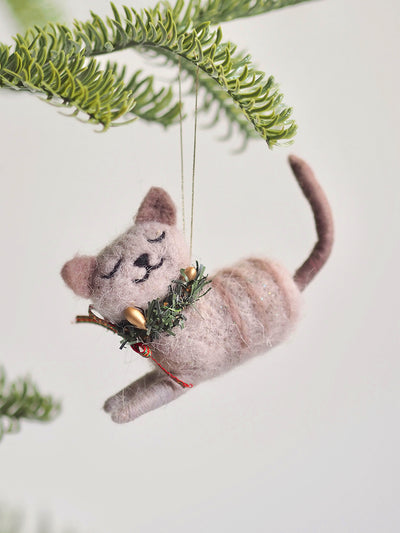 Festive Wreath Cat Ornament