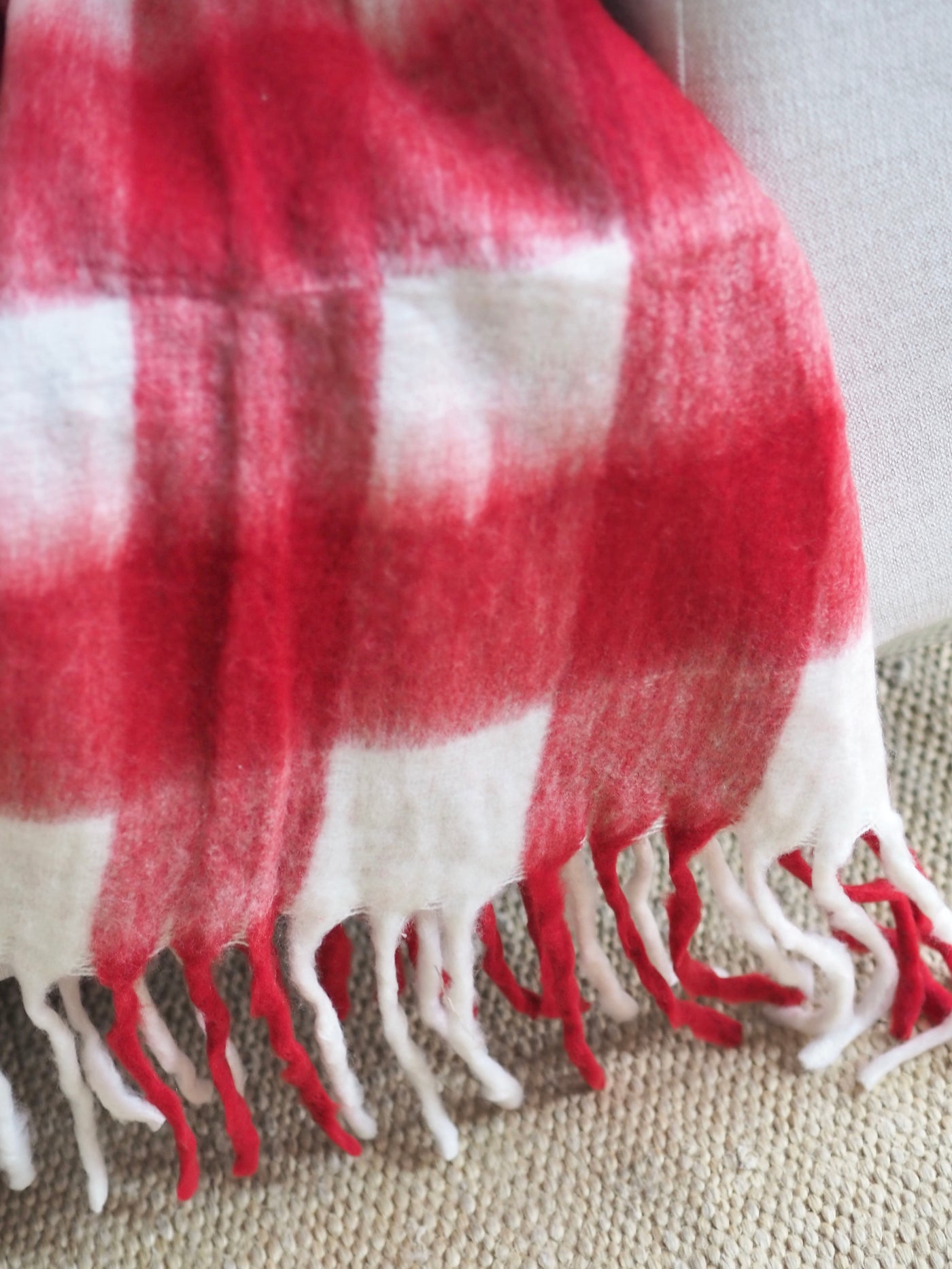 Red & White Plaid Throw