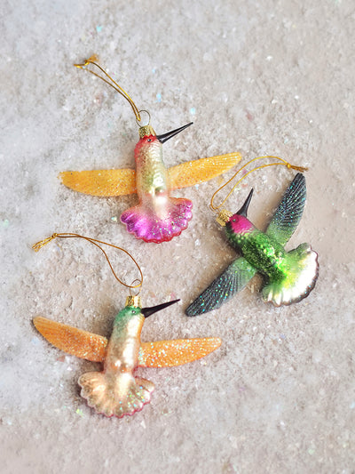 Green Glitter Hummingbird Ornament