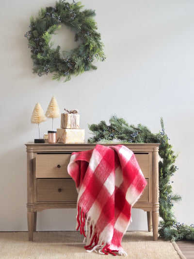 Red & White Plaid Throw