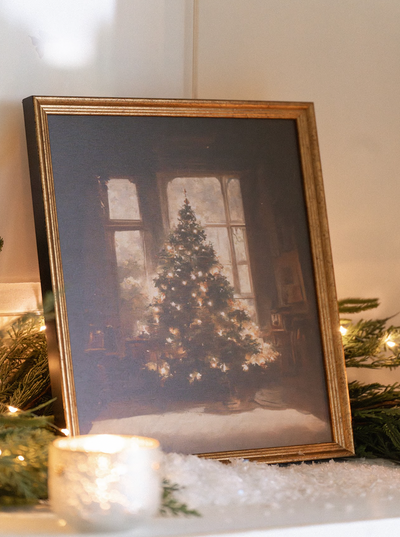 Glimmering Christmas Tree Framed Canvas Print | 11x14