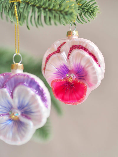 Glitter Pansy Ornament