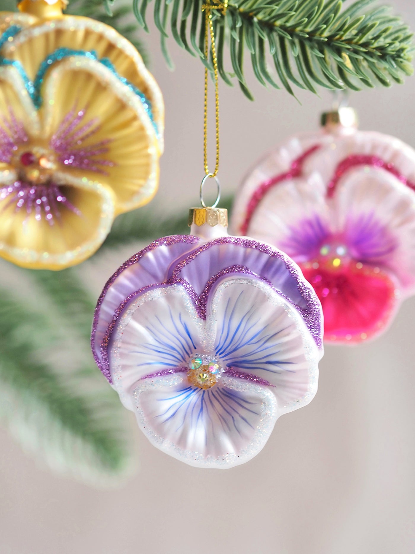 Glitter Pansy Ornament