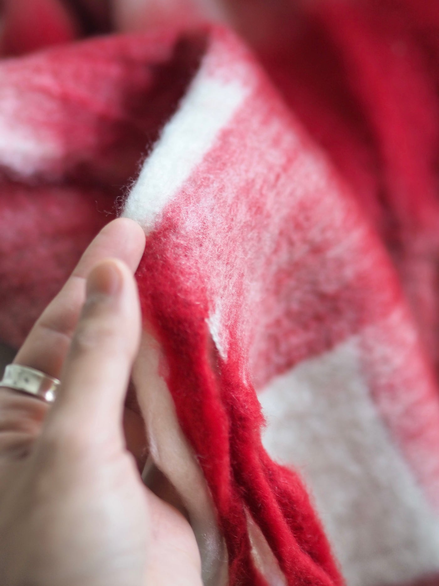 Red & White Plaid Throw