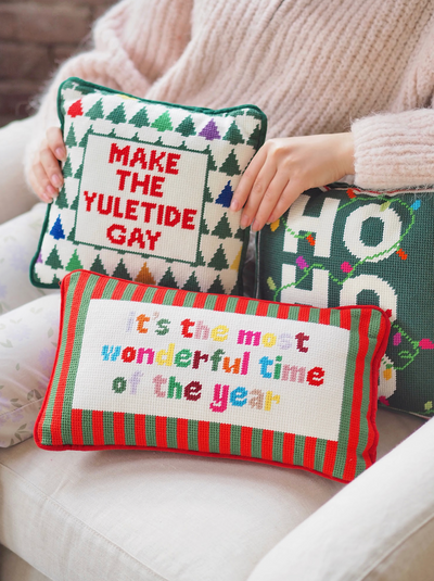 Make the Yuletide Gay Needlepoint Pillow | 11x11