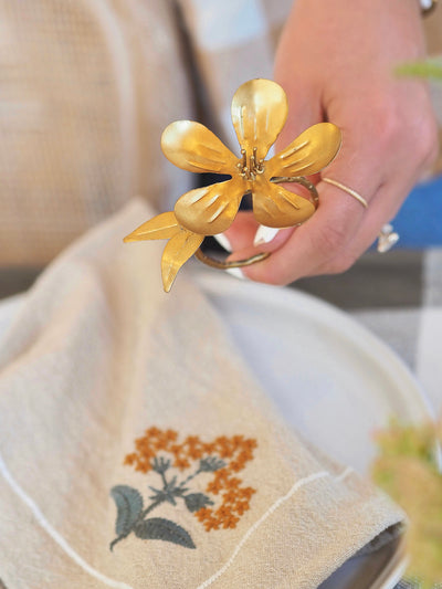 Brass Flora Napkin Ring