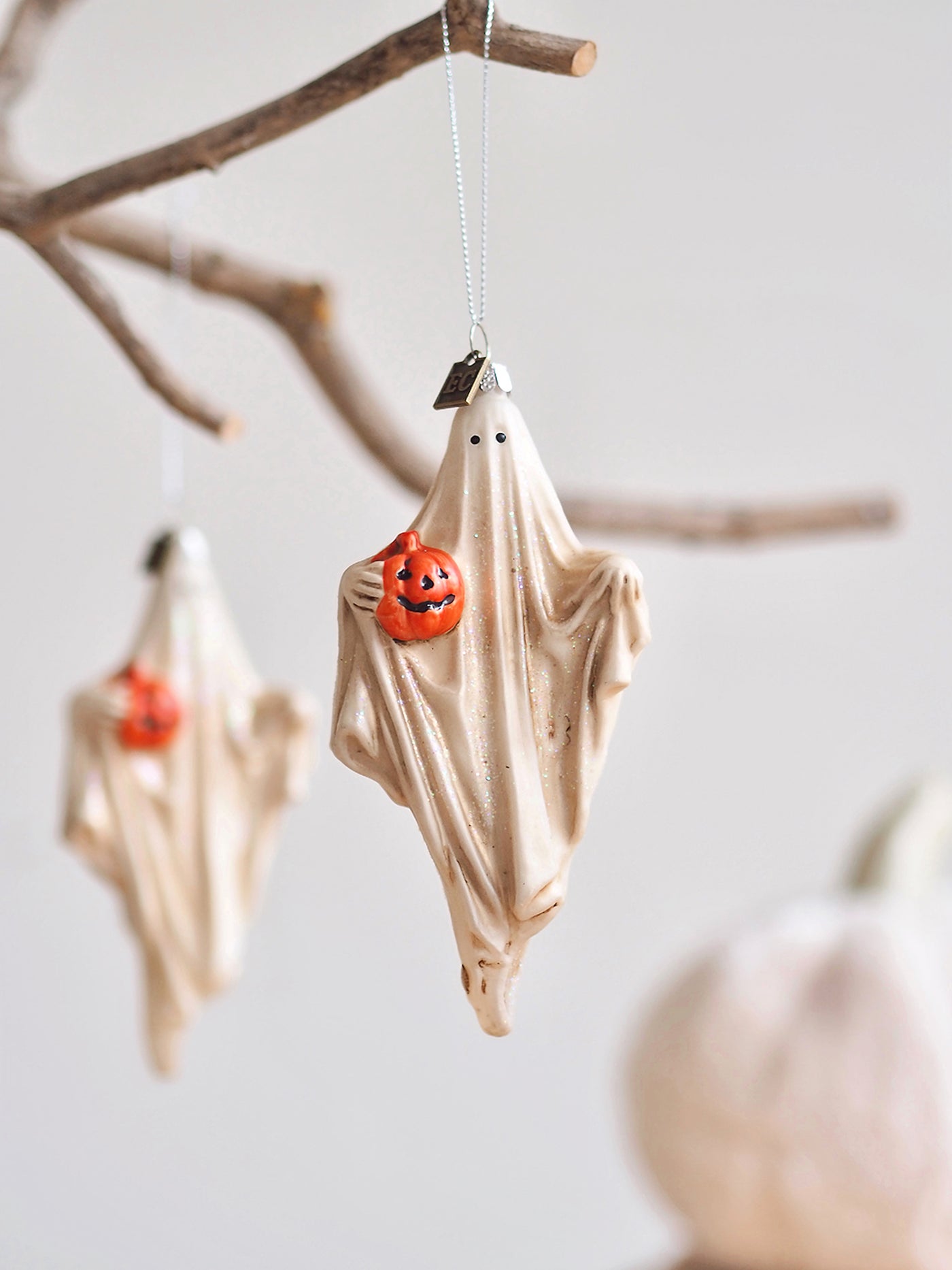 Friendly Ghost with Pumpkin Ornament