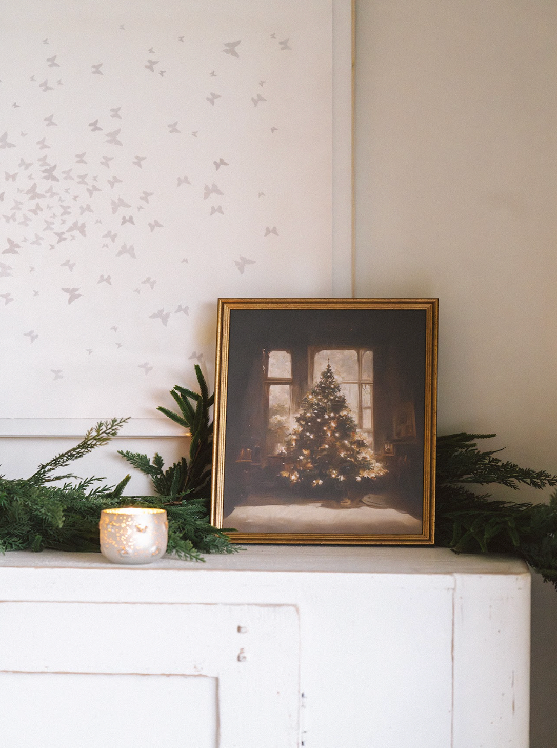 Glimmering Christmas Tree Framed Canvas Print | 11x14