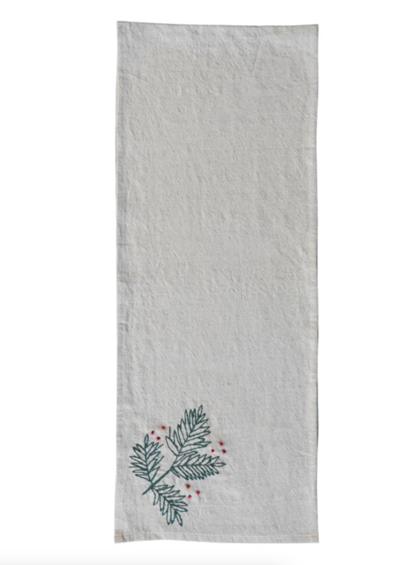 Embroidered Holly Table Runner