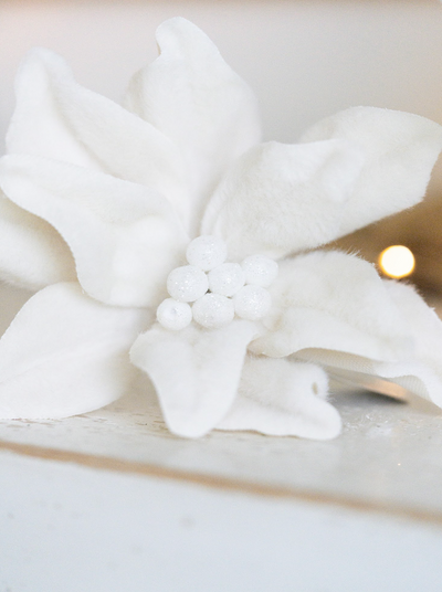 White Felt Poinsettia Stem