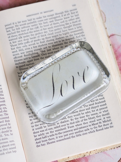 Love (Script) Dotted Edge Paperweight