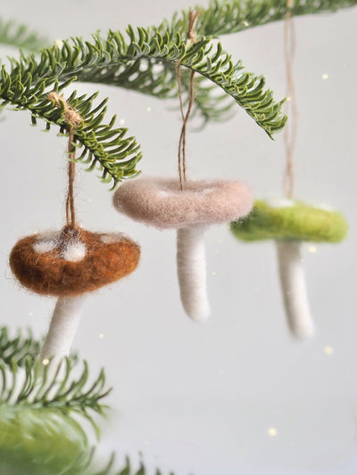 Felt Dotted Mushroom Ornament