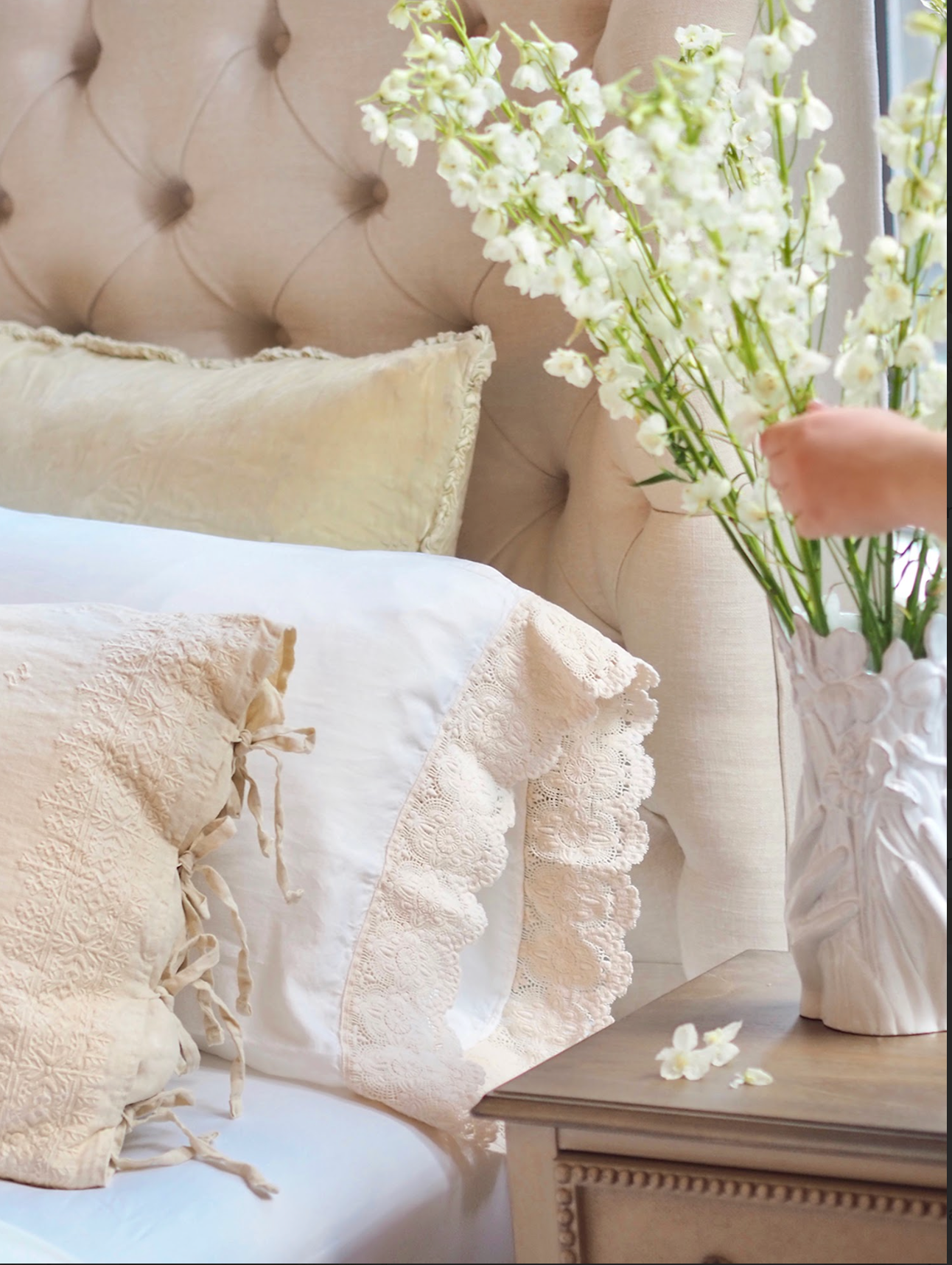 Madera Luxe White Donella Lace Bedding