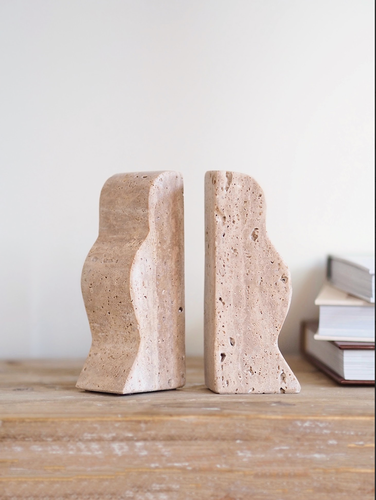 Travertine Wave Bookend Set