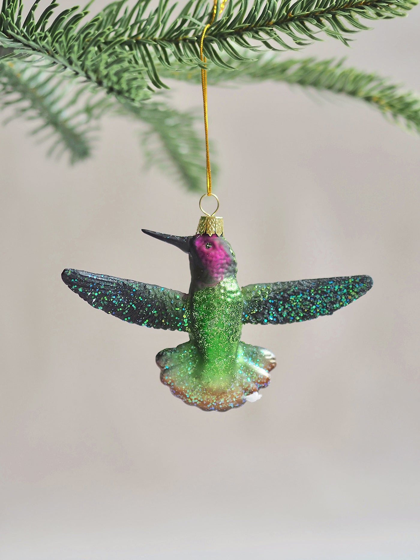 Green Glitter Hummingbird Ornament